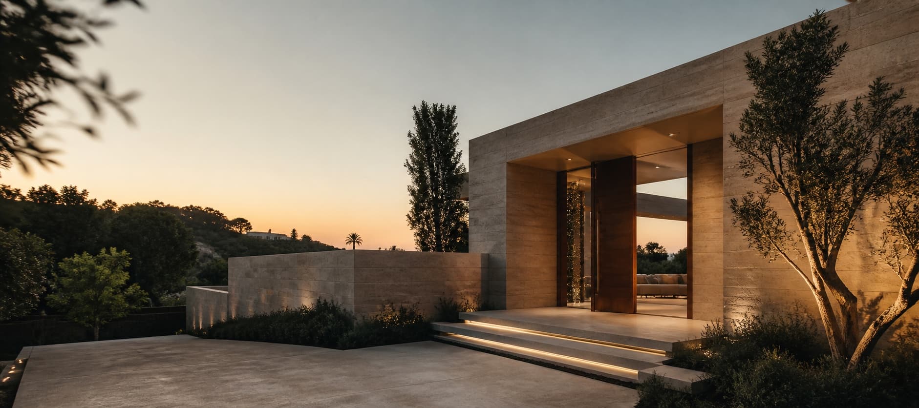 Editorial Los Angeles residence arrival at golden hour